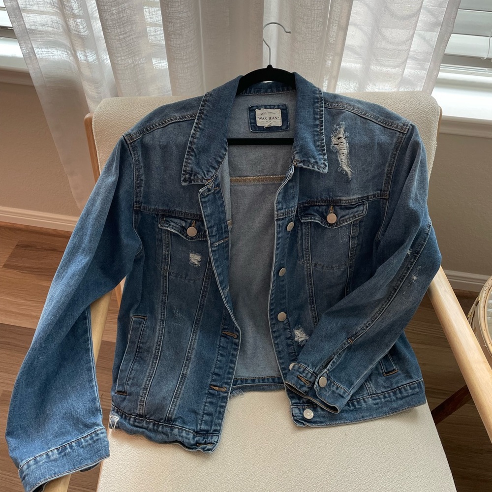 Oversized distressed denim jacket, excellent condition